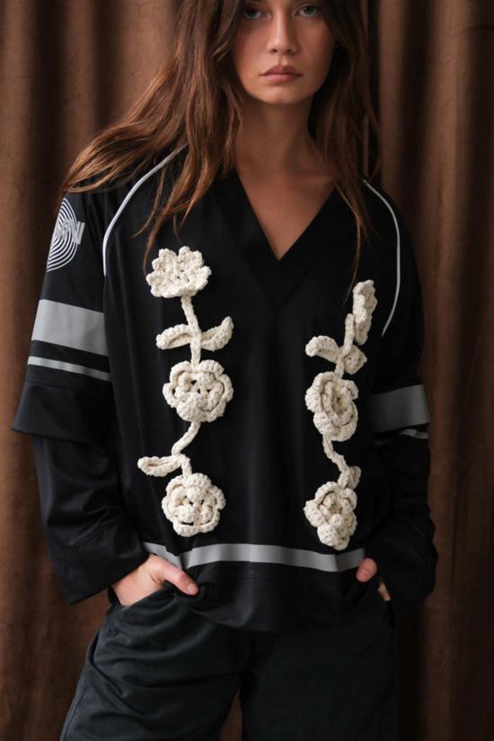  가니 긴팔 티셔츠 Ganni Cycora 긴팔 져지 블랙 - GANNI