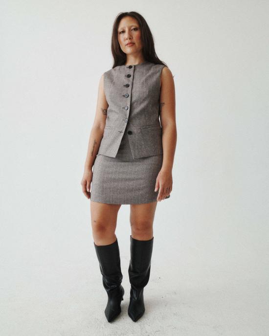  TWIN 숏 스커트 트윈 A라인 미니 스커트 마이크로 하운드투스 - OTHER BRANDS