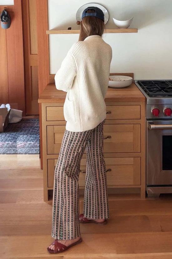  에머슨 프라이 크롭 팬츠 에브리데이 팬츠 빈티지 플로럴 스트라이프 파인 - EMERSON FRY