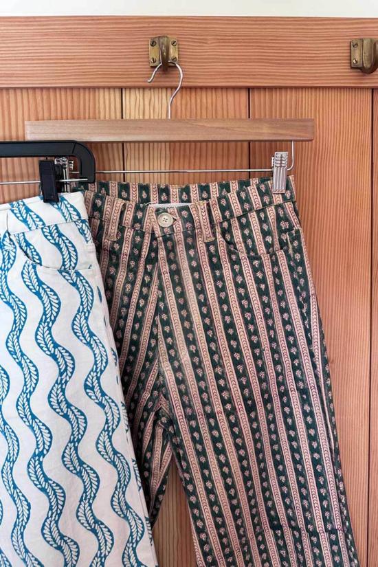  에머슨 프라이 크롭 팬츠 에브리데이 팬츠 빈티지 플로럴 스트라이프 파인 - EMERSON FRY