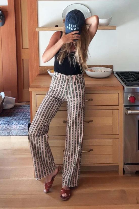  에머슨 프라이 크롭 팬츠 에브리데이 팬츠 빈티지 플로럴 스트라이프 파인 - EMERSON FRY