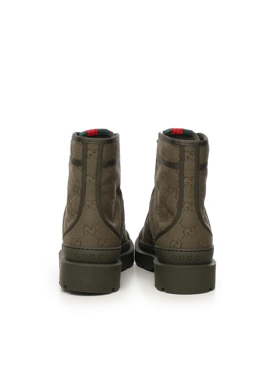 25FW 구찌 러그 솔 GG 캔버스 부츠 847717 FAD7I3359 Green - GUCCI