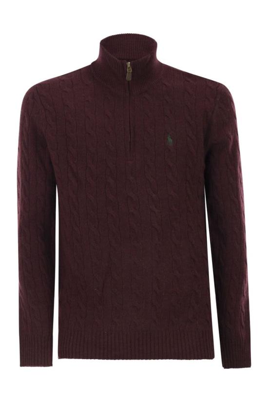 25FW 폴로 랄프로렌 포니 자수 케이블 니트 점퍼 710876766 007 BORDEAUX