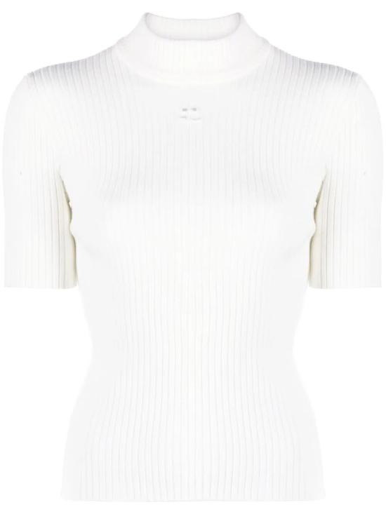 26SS 쿠레쥬 리에디션 니트 탑 숏슬리브 PERMPU026FI0001 WHITE