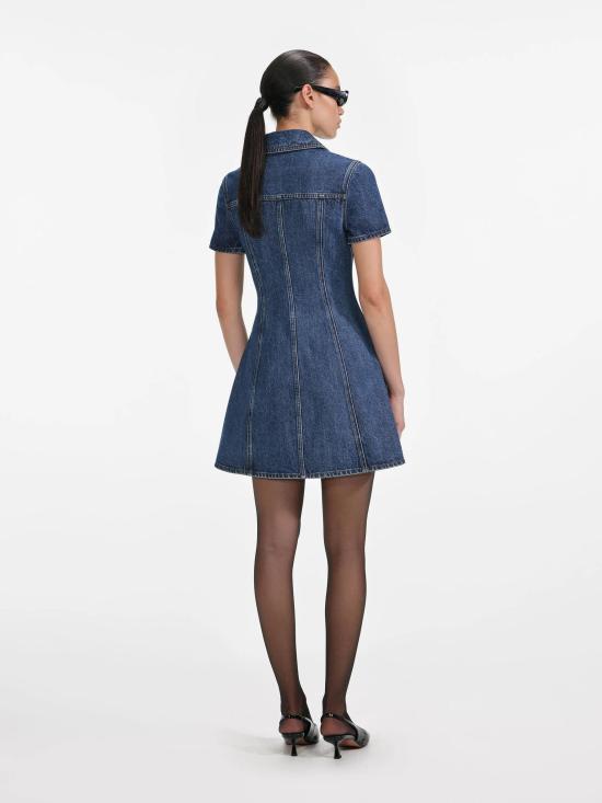 25FW 셀프 포트레이트 미디 원피스 AW25807SBBL BLUE - SELF PORTRAIT