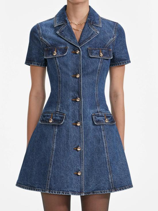 25FW 셀프 포트레이트 미디 원피스 AW25807SBBL BLUE - SELF PORTRAIT