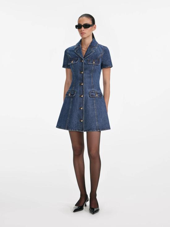 25FW 셀프 포트레이트 미디 원피스 AW25807SBBL BLUE - SELF PORTRAIT