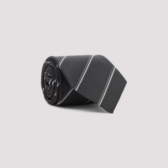 25FW 생로랑 넥타이 8250663Y002 1062 BLACK GREY - SAINT LAURENT