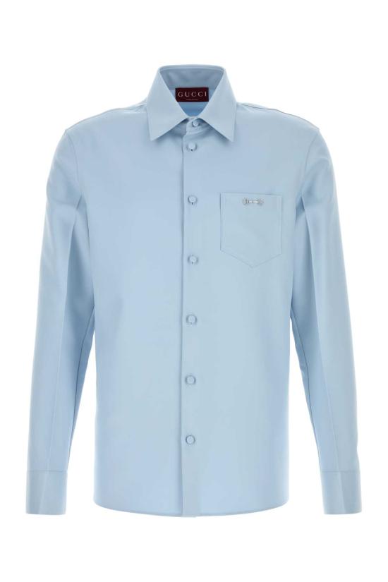 25FW 구찌 홀스빗 디테일 폴리에스터 트윌 셔츠 841624ZAT43 4147 LIGHT BLUE