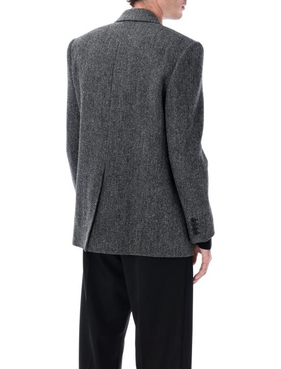 25FW 생로랑 수트 자켓 837196Y3D06 1071 BLACK GREY - SAINT LAURENT