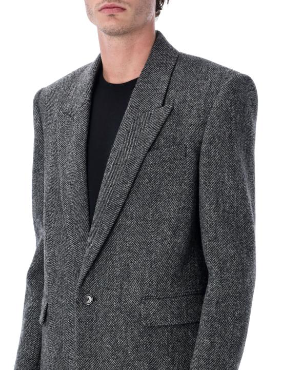 25FW 생로랑 수트 자켓 837196Y3D06 1071 BLACK GREY - SAINT LAURENT