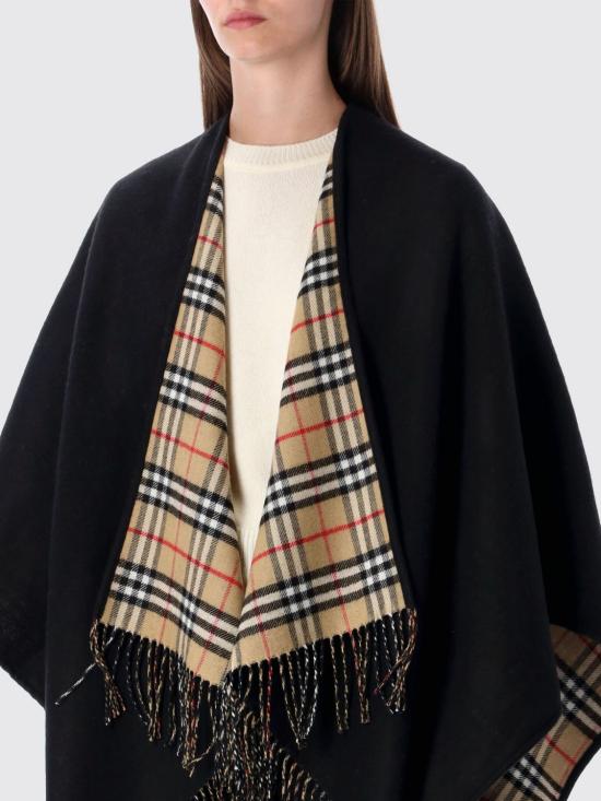 25FW 버버리 체크 울 리버시블 케이프 8077897 Black - BURBERRY