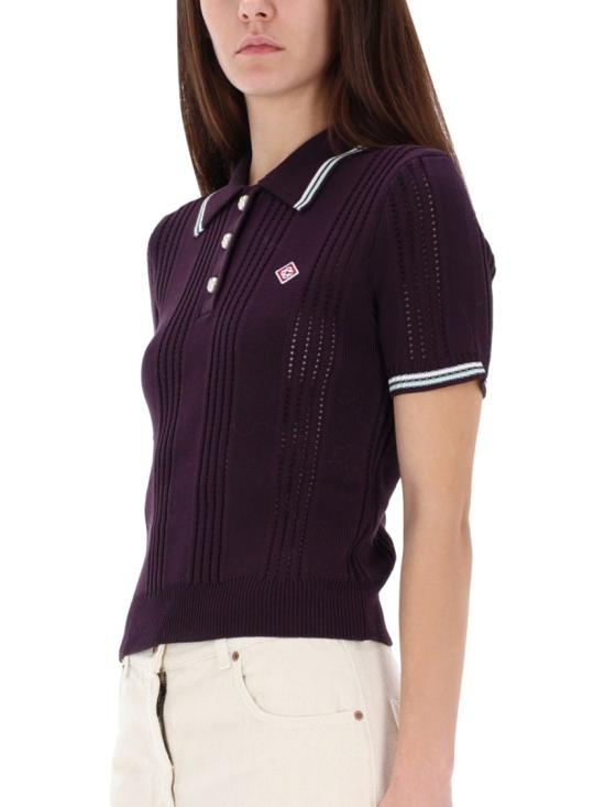 25FW 카사블랑카 탑 W AW25 KW 1089 01AUBERGINE Purple - CASABLANCA