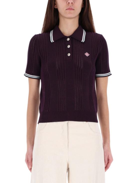 25FW 카사블랑카 탑 W AW25 KW 1089 01AUBERGINE Purple
