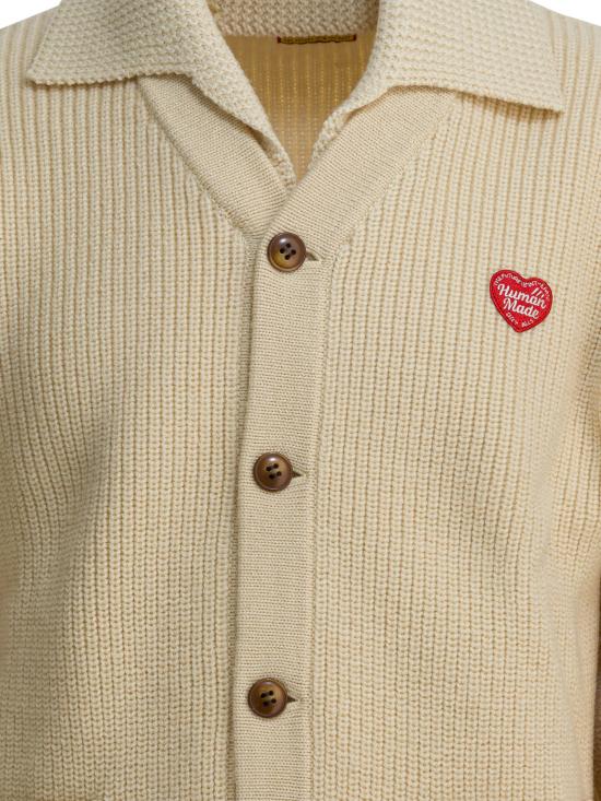 25FW 휴먼메이드 리무버블 칼라 울 니트 가디건 HM30CS004WHITE Beige - HUMANMADE