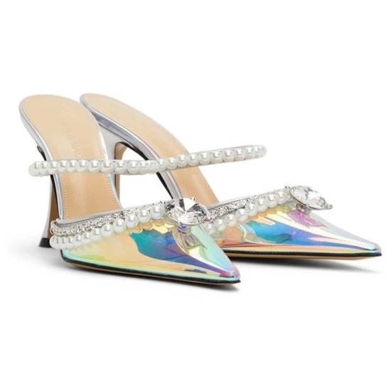  마흐앤마흐 힐/펌프스 마하앤마하 실버 & 펄 100mm 뾰족한 앞코 힐 - MACH&MACH