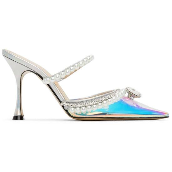  마흐앤마흐 힐/펌프스 마하앤마하 실버 & 펄 100mm 뾰족한 앞코 힐