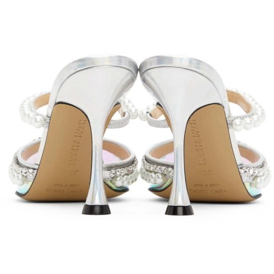  마흐앤마흐 힐/펌프스 마하앤마하 실버 & 펄 100mm 뾰족한 앞코 힐 - MACH&MACH