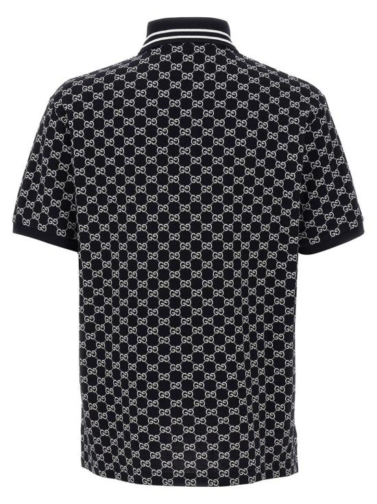  구찌 코튼 피케 자카드 폴로 셔츠 788024XJHH74137 BLUE - GUCCI