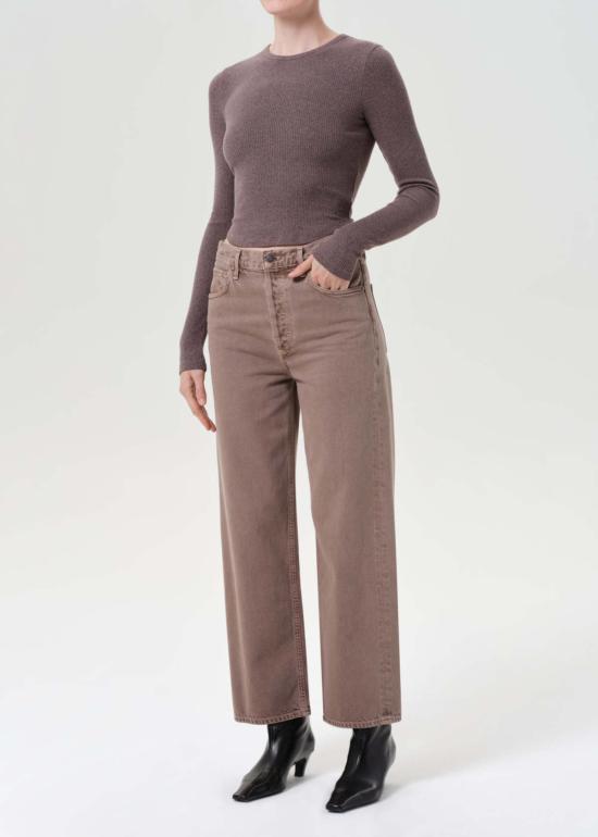  에이골디 데님 팬츠 아골드 렌 하이라이즈 와이드 레그 진 세라믹 - AGOLDE