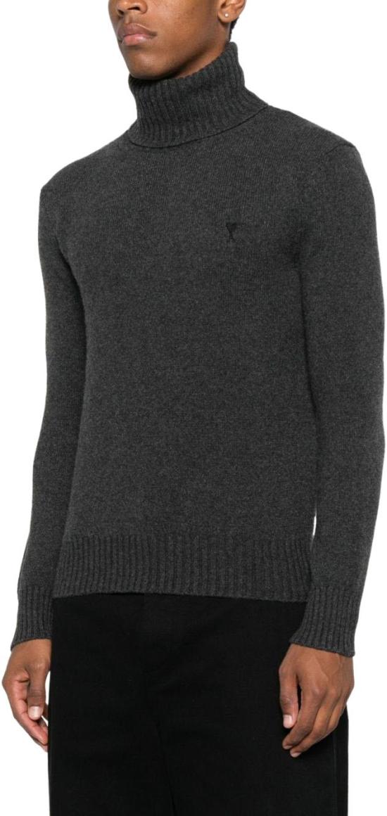 25FW 아미 톤온톤 하트 로고 캐시미어 터틀넥 스웨터 HKS831005020 GREY - AMI