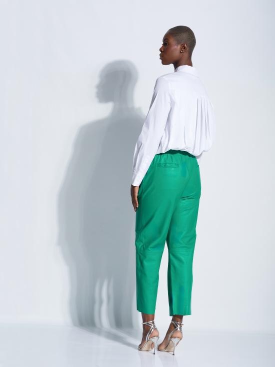  핑코 가죽 팬츠 1G15WYY638 GREEN - PINKO