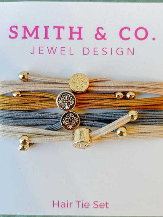  Smith and Co. Design 헤어 액세서리 스미스앤코 디자인 스키니 헤어타이 세트 뉴트럴 - OTHER BRANDS