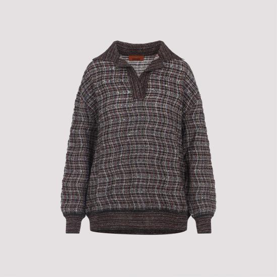 25FW 미소니 폴로 티셔츠 DS25WN22 BC005W SM9US PINK BROWN - MISSONI