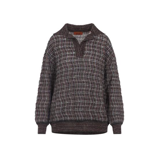 25FW 미소니 폴로 티셔츠 DS25WN22 BC005W SM9US PINK BROWN - MISSONI