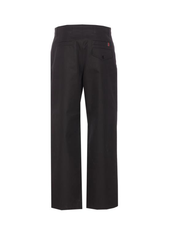 25FW 구찌 웹 디테일 코튼 트윌 팬츠 784049 Z7AJV1000 Black - GUCCI