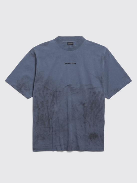 25FW 발렌시아가 백 미디엄 핏 티셔츠 764235 TTVF93364 BLUE