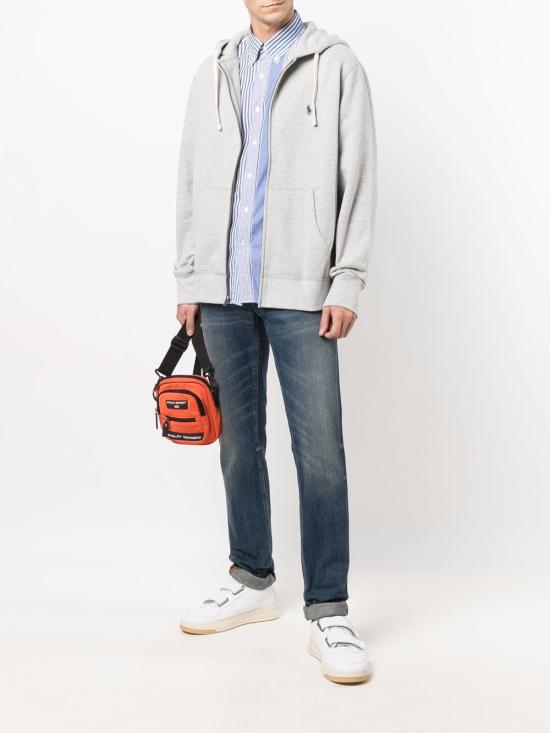 25FW 랄프 로렌 로고 자수 지퍼 후드티 710813297 002 Grey - RALPH LAUREN