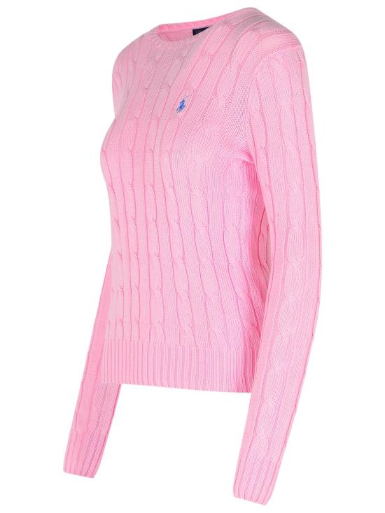 25FW 폴로 랄프로렌 폴로 자수 케이블 니트 스웨터 211971869010 Pink - POLO RALPH LAUREN