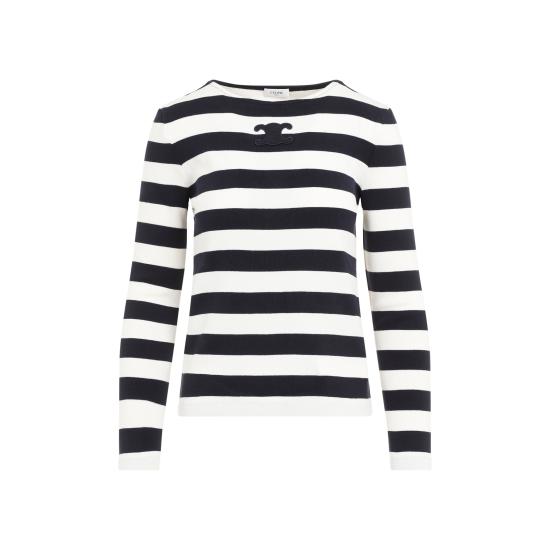 25FW 셀린느 긴팔 티셔츠 2X47NA04007YC NAVY CREAM DOM - CELINE