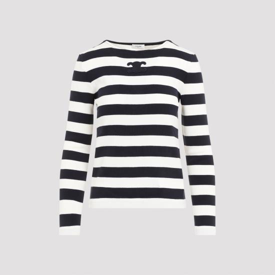 25FW 셀린느 긴팔 티셔츠 2X47NA04007YC NAVY CREAM DOM