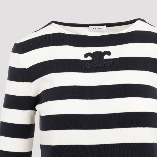 25FW 셀린느 긴팔 티셔츠 2X47NA04007YC NAVY CREAM DOM - CELINE