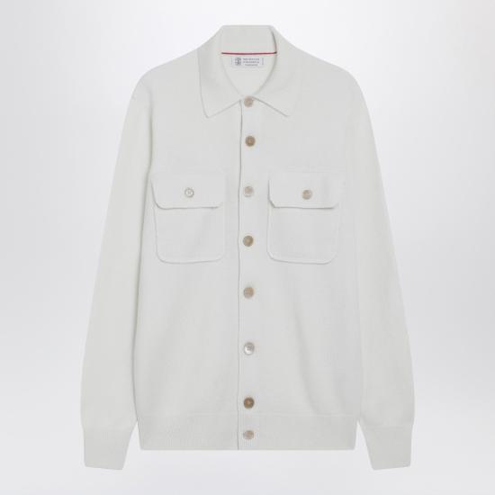 25FW 브루넬로 쿠치넬리 캐시미어 셔츠 스타일 카디건 M22703806WS White