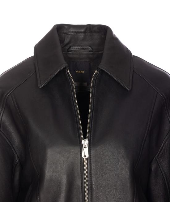 25FW 핑코 가죽 자켓 105793A2U7Z99 Black - PINKO