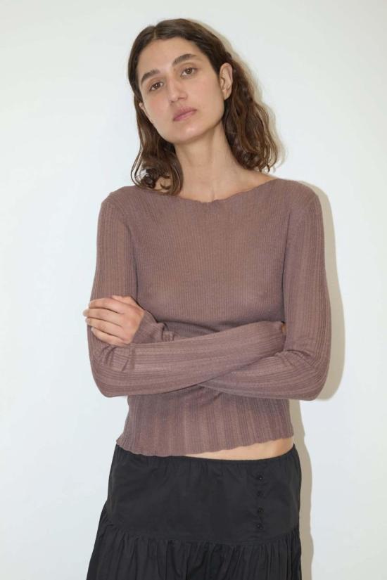  데이지 스튜디오 긴팔 티셔츠 오픈 워크 롱슬리브  헤이즐