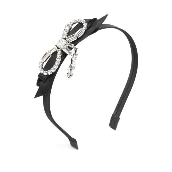 26SS 지미추 헤어 액세서리 CRYSTAL BOW HEADBA XAH BKSIC Black