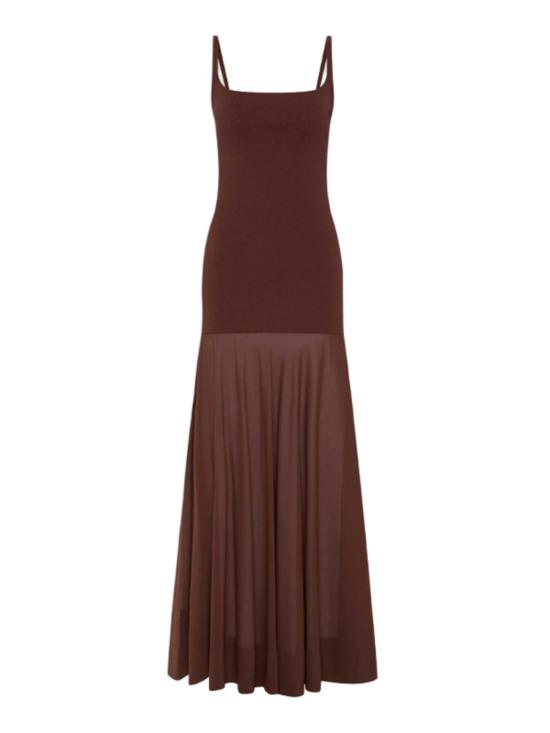  세인트아그니 롱 원피스 세인트 아그니 시스루 실크 서클 헴 드레스