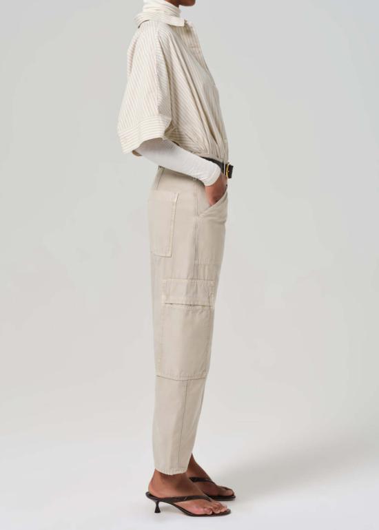  시티즌 오브 휴머니티 스트레이트 팬츠 마르셀 로우 슬렁 카고 팬츠 버니시드 쿼츠 - CITIZEN OF HUMANITY