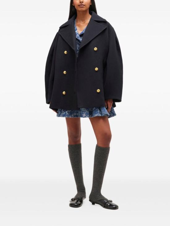 25FW 가니 울 오버가이즈 미디 피코트 W0803 683 Blue - GANNI