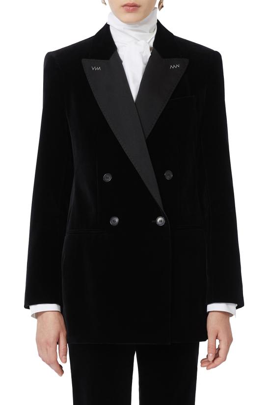 25FW 막스마라 벨벳 더블 브레스터드 블레이저 2521046181600 007 Black - MAX MARA