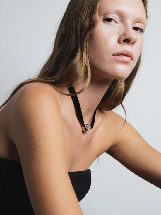  울프 시러스 목걸이/팬던트 울프 서커스 빈 코드 목걸이 실버/블랙 벨벳 - WOLF CIRUS