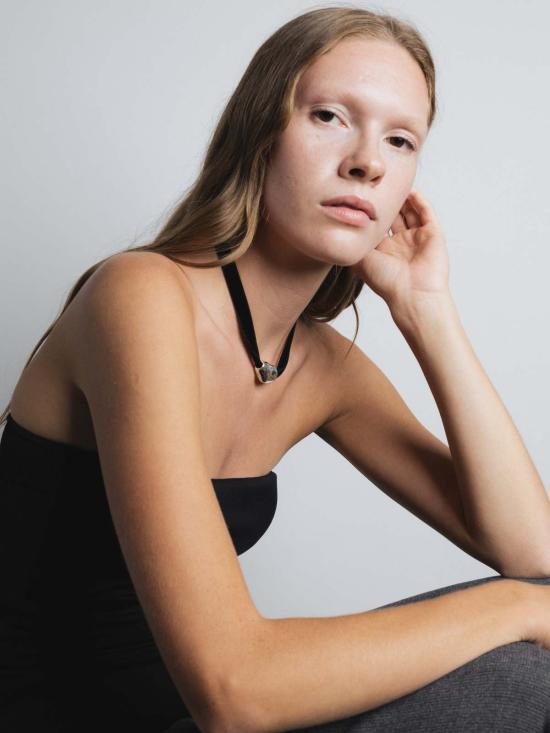  울프 시러스 목걸이/팬던트 울프 서커스 빈 코드 목걸이 실버/블랙 벨벳 - WOLF CIRUS