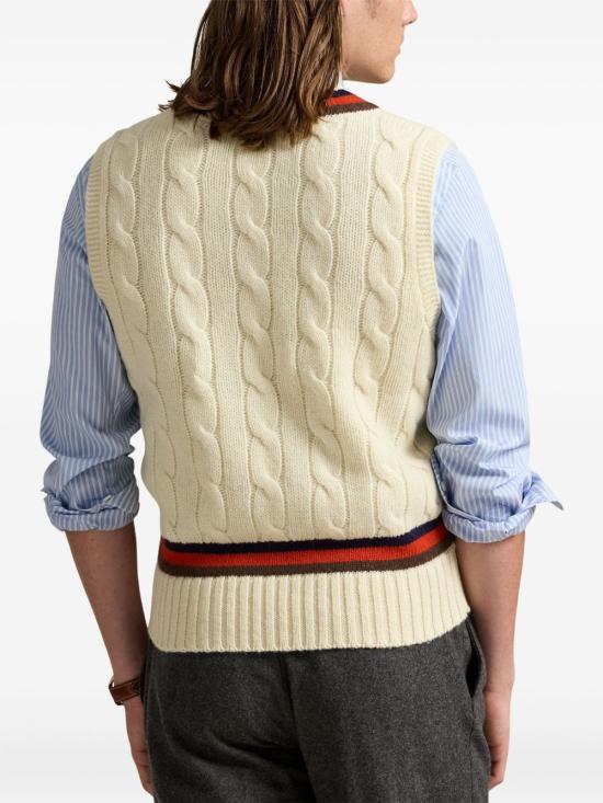 25FW 랄프 로렌 니트 베스트 710978086 001 Beige - RALPH LAUREN