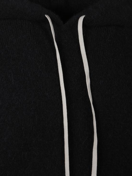 25FW 릭 오웬스 내추럴 울 니트 후드 티셔츠 RR02E1698 KWP09 Black - RICK OWENS