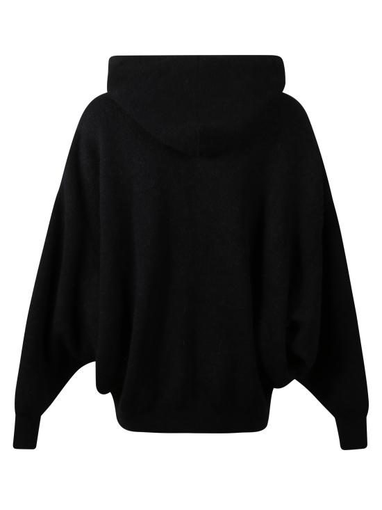 25FW 릭 오웬스 내추럴 울 니트 후드 티셔츠 RR02E1698 KWP09 Black - RICK OWENS