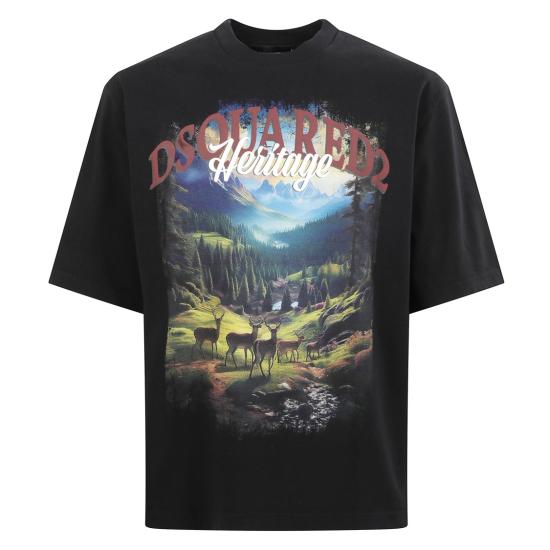 25FW 디스퀘어드2 반팔 티셔츠 S74GD1467 S24583 Black